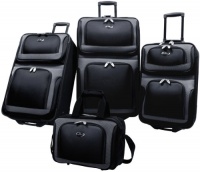 US Traveler New Yorker 4 Piece Luggage Set Expandable,Black,One Size