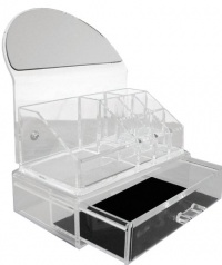 Rucci Or104 Clear Acryllic Cosmetic Organizer with Mirror and Tray