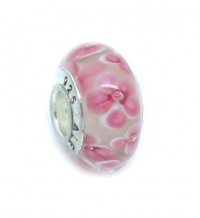 European Blingz 925 Sterling Silver Mutli-Style Murano Glass Bead Fits Authentic Pandora Charm Bracelet Compatible (Pink Petals)