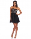 Jump Juniors Strapless Keyhole Back Dress, Black/Nude, 1/2