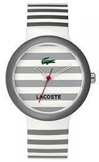 Lacoste GOA Grey and White Dial Striped Strap Unisex Watch 2010566