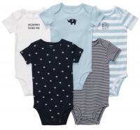 Carter's Baby Boys 5-pack Short Sleeve Bodysuit Set (Preemie-24M) (12 Months, Blue)