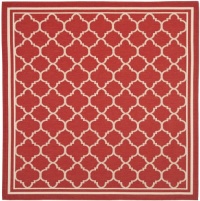 Safavieh CY6918-248 Courtyard Collection Indoor/Outdoor Square Area Rug, 7-Feet 10-Inch, Red and Bone