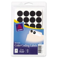 Avery Self-Adhesive Removable Labels, 0.75 Inch Diameter, Black, 1,008 per Pack (05459)