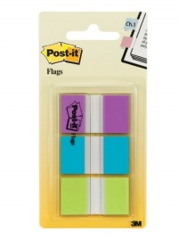 Post-it Flags with On-the-Go Dispenser, Purple, Blue, and Green, 1-Inch Wide, 60/Dispenser, 1-Dispenser/Pack