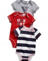 GUESS Kids Boys Newborn Three-Piece Bodysuit Set (0-9m), MULTICOLORED (3/6M)