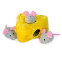 ZippyPaws Burrow Squeaky Hide and Seek Plush Dog Toy, Mice N Cheese