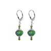 SCER055 Sterling Silver Emerald Green 10mm Donut Shape Millefiori Glass Bead Crystal Earrings Made with Swarovski Elements