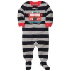 Carter's Boys Stripe Firetruck Fleece Footed Pajamas