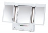 Jerdon JGL9W Tabletop Tri-Fold Two-Sided Lighted Makeup Mirror with 5x Magnification and 4-Light Settings, White Finish