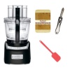 Cuisinart FP-14BK Elite Collection 14-Cup Food Processor Black + Vegetable Peeler Sideways Stainless Steel Finish + 10.5 Silicone Spatula Cherry + Cutting Board Bamboo 8X12 Bamboo Finish