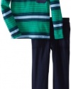 Splendid Littles Boys 2 7 Toddler Variegated Stripe Henley Pant Set, Galapagos Green, 4/5