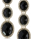 Anne Klein Merry and Bright Gold-Tone, Jet and Pave Triple Drop Clip-On Earrings