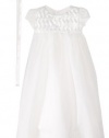 Jayne Copeland Baby-Girls Newborn Christening Basket Weave Ribbon Dress, White, 9 Months