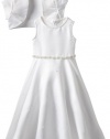 Jayne Copeland Girls 2-6X Satin Dress With Pearl Accents, White, 5