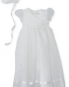 Jayne Copeland Baby-Girls Newborn Christening Organza Soutache Dress, White, 6 Months