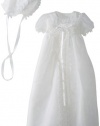 Jayne Copeland Baby-Girls Newborn Christening Organza Galloon Lace Dress, White, 3 Months