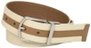 Michael Kors Men's Canvas & Pebbled Leather Reversible Belt, Off-White, 38