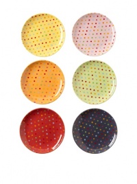 Classic Coffee & Tea Polka Dot Dessert Plates, Set of 6