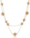 Anne Klein All that Glitters Gold-Tone and Topaz 2 Row Fireball Illusion Necklace, 19.75