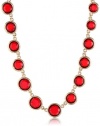 Anne Klein Beacon Gold-Tone and Ruby Red Collar Necklace, 17