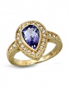 Effy Jewlery 14K Yellow Gold Tanzanite and Diamond Ring, 2.01 TCW Ring size 7