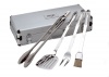 All-Clad T147 BBQ Tool Set with Stainless Steel Tongs/Spatula/Fork/Brush in 19 by 8 by 4-Inch Carrying Case, Silver