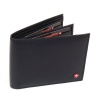 Men's Leather Wallet Euro Traveler style with Center Flip ID Window - Black