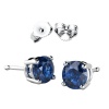 2.00 Carat Total Weight Sterling Silver Sapphire Blue Colored Round Cz Stud Earrings September Birthstone (.