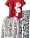 Peanut Buttons Boys 2-7 Camo Tee Set, Red, 4