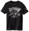 True Religion Boys 2-7 Short Sleeve Flocked Logo Tee, Black, X-Small/2/3