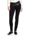 XOXO Juniors Pleather Ponte Mix Skinny Pant, Black, 5