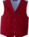 Nautica Boys 8-20 Dresswear Fancy Twill Vest, Red, Small