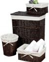 Creative Bath Wickerworks 4-Piece Hamper/Storage Set, Walnut