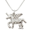 Adorable 1 Silver Tone Unicorn Charm Pendant Necklace with Clear Embellished Crystals