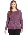 Jones New York Women's Plus-Size Long Sleeve Belted Cardigan Sweater, Mulberry/Amethyst, 1X