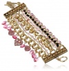 Betsey Johnson Iconic Pinkalicious Crystal Heart Charm Multi-Row Toggle Bracelet, 7.5