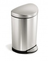 simplehuman Semi-Round Step Trash Can, Fingerprint-Proof Brushed Stainless Steel, 10-Liter /2.6-Gallon