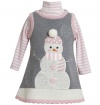 Bonnie Jean Girls Snowman Winter Holiday Jumper Dress Set, Grey, 2T