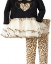 Bonnie Jean Girls 2-6X Leopard Trim Tutu Legging Set, Brown, 2T