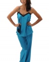 Alexander Del Rossa Women's Satin Cami Tank Pajama Set with Pants and Sleep Mask