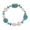 Sterling Silver Bead, Turquoise and Freshwater Cultured Pearl Bracelet, 7.5