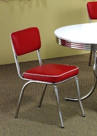 Set of 2 Retro Nostalgic Style Red Finish Dining Chairs