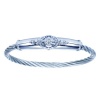 Gabriel Steel and Sterling Silver Cable Bangle With 0.06 Carat Diamond Cluster