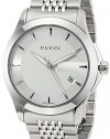 Gucci Men's YA126401 G-Timeless Medium Silver Dial Stainless-Steel Watch