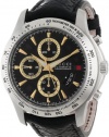 Gucci Men's YA126237 G-Timeless Stainless Steel and Leather Black Diamond-Pattern Dial Watch