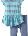 Splendid Littles Baby-girls  Marseille Chambray Stripe Peplum Set, Aquatic, 18-24 Months