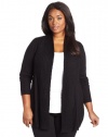 Calvin Klein Women's Plus-Size Texture Trim Flyaway Sweater