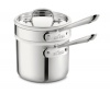 All-Clad 42025 Stainless Steel 3-Ply Bonded Dishwasher Safe 2-Quart Sauce Pan with Porcelain Double Boiler and Cookware Lid, Silver