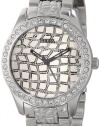 GUESS Women's U0236L1 Silver-Tone Animal-Embossed Feminine Sport Watch